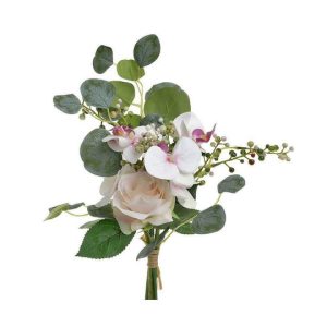 Inart Μπουκέτο από Τεχνητά Φυτά Λευκό / Ροζ 46cm 3-85-700-0030